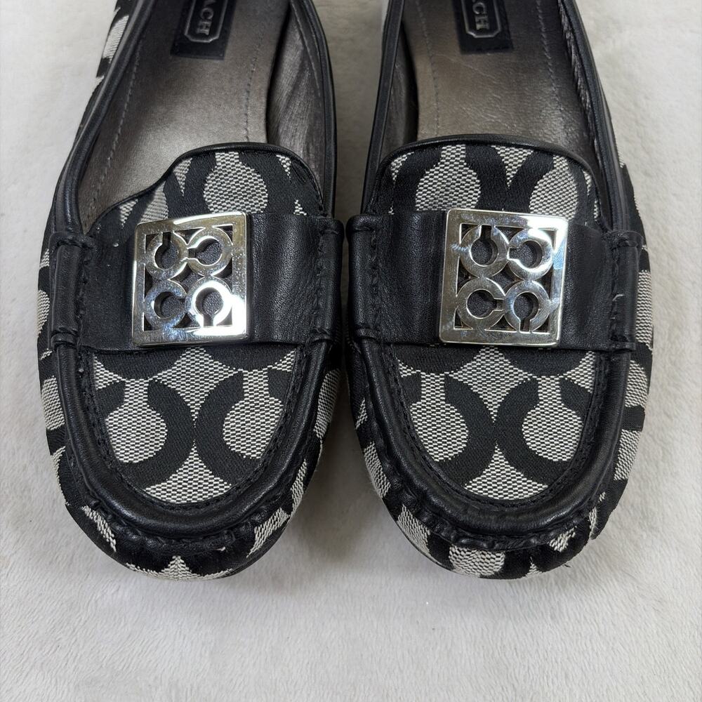 Coach Sid Signature C Black Jacquard Leather Loafer Driving Moc Women’s Size 6.5 - Picture 12 of 14